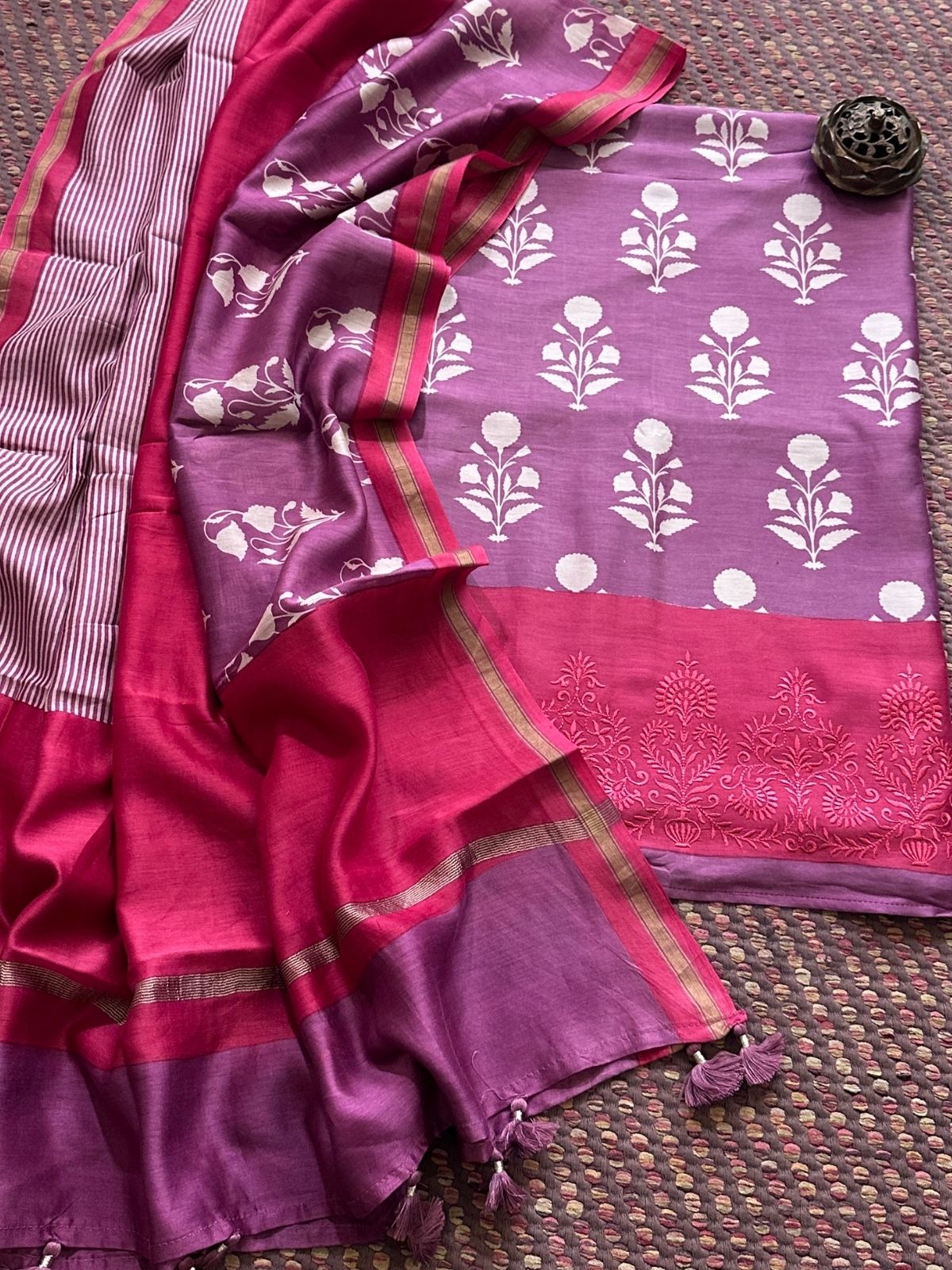 Premium Maheshwari Silk Unstitched Set